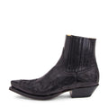 Unisex Western Boots with Stacked Heel and Pointed Toe - Black