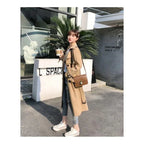 Women's Long Trench Coat with Double Button Fastening and Classic Collar - 13