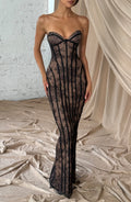 Women's Strapless Lace Corset Maxi Dress with Sweetheart Neckline - 4