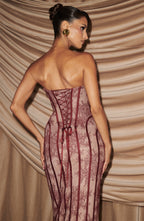Women's Strapless Maxi Dress with Sweetheart Neckline and Corset Seaming - 10