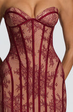 Women's Strapless Maxi Dress with Sweetheart Neckline and Corset Seaming - 8