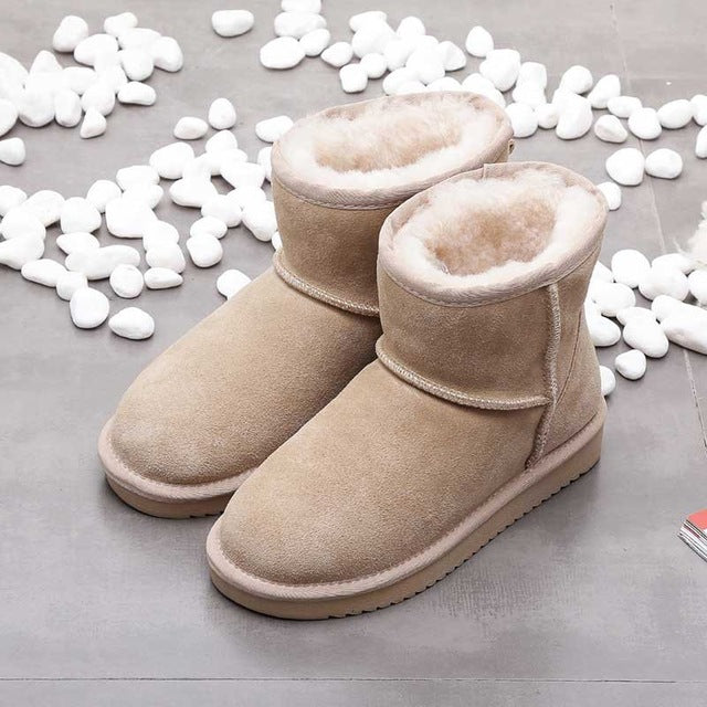 Women's Ankle Snow Boots Warm Lined for Winter - Beige