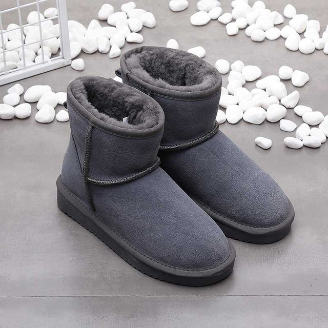 Women's Ankle Snow Boots Warm Lined for Winter - Grey