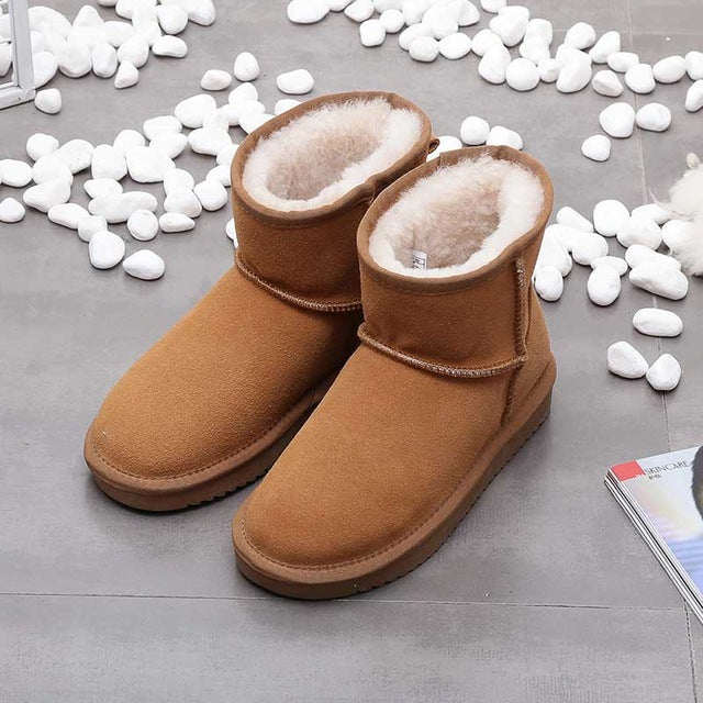 Women's Ankle Snow Boots Warm Lined for Winter - Khaki