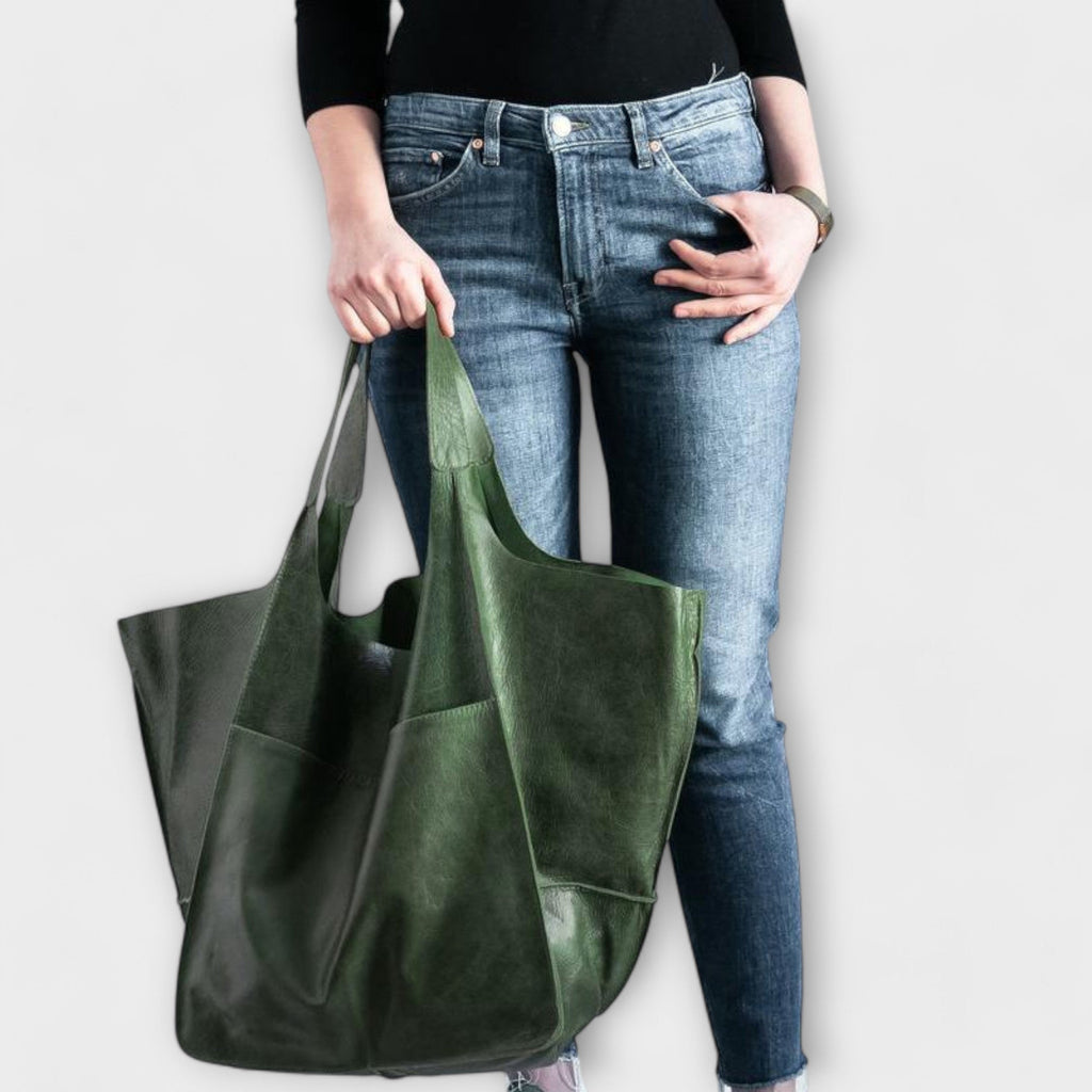 Women's Oversized Weekend Tote Bag with Shoulder Straps - Green