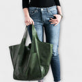 Women's Oversized Weekend Tote Bag with Shoulder Straps - Green