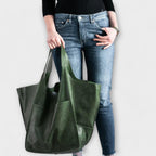 Women's Oversized Weekend Tote Bag with Shoulder Straps - Green