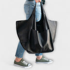 Women's Oversized Weekend Tote Bag with Shoulder Straps - Black