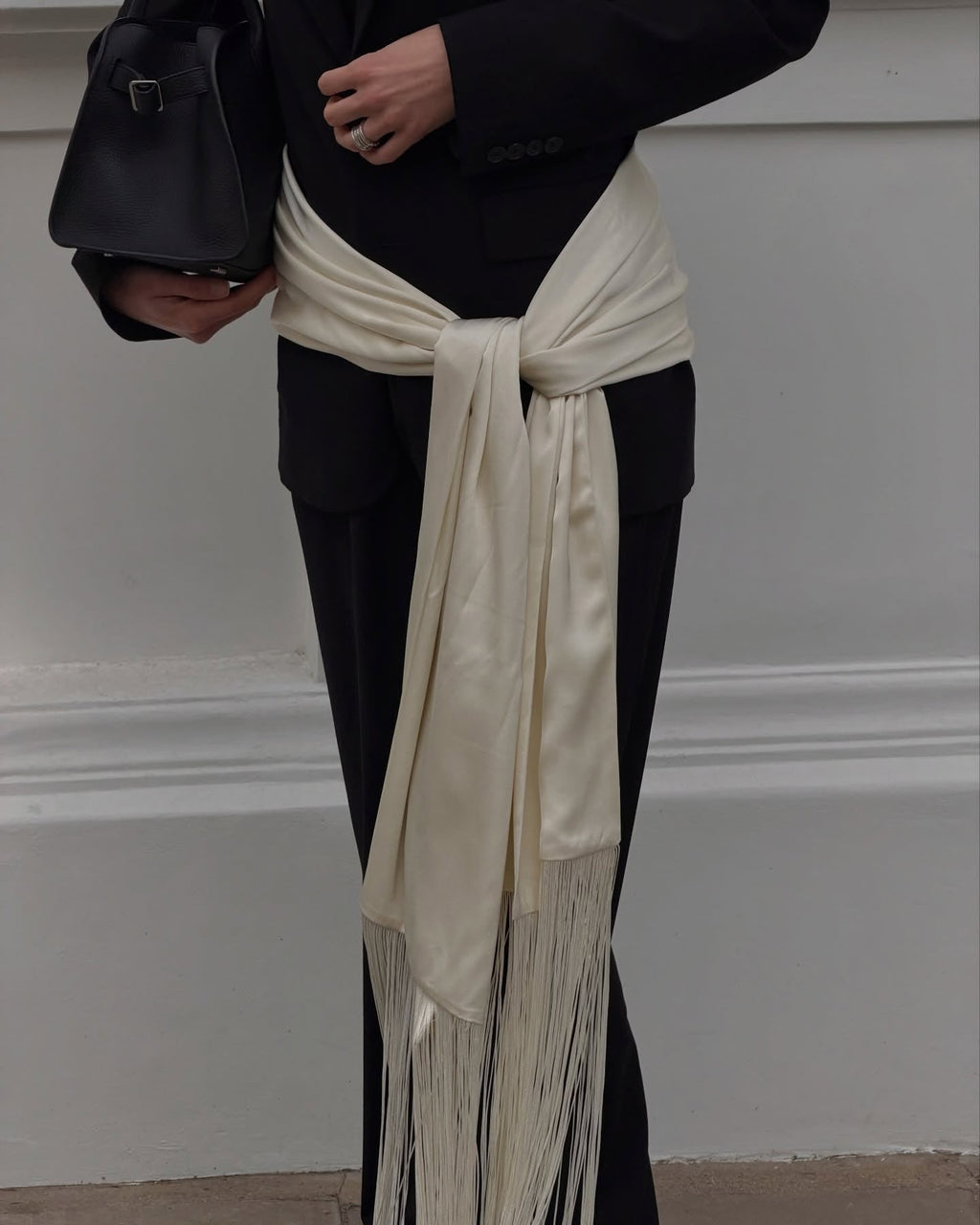 Women Fringe Scarf Belt with Tassel Trim - 5