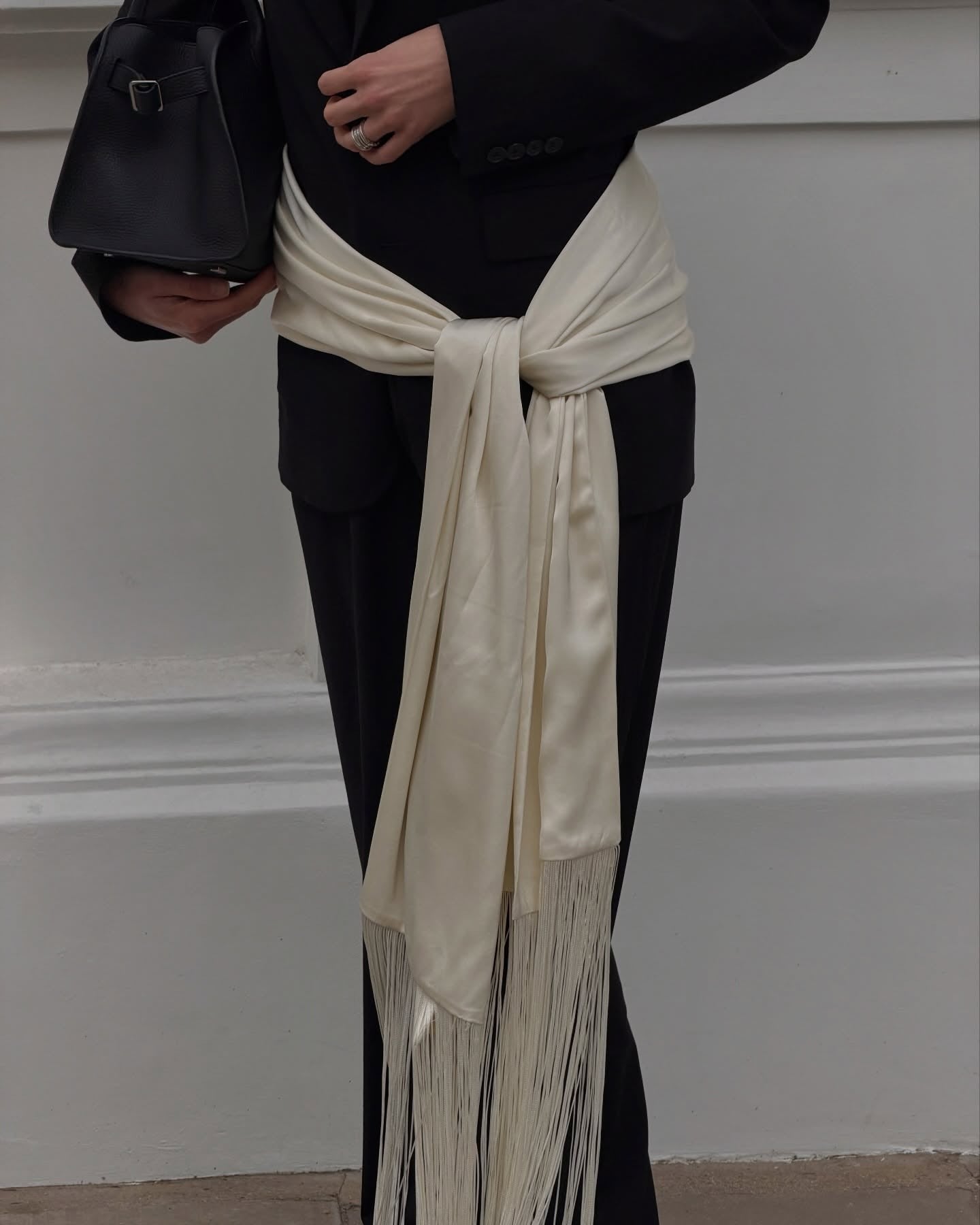 Women Fringe Scarf Belt with Tassel Trim - 5
