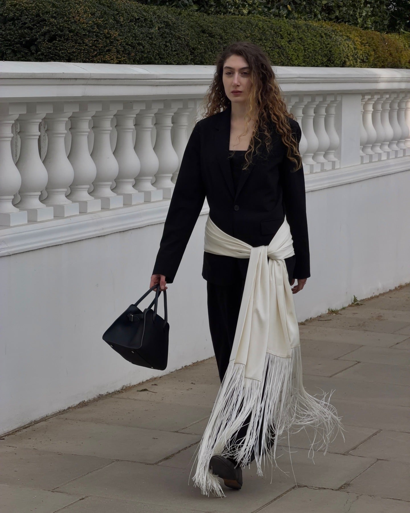 Women Fringe Scarf Belt with Tassel Trim - 6