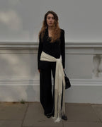 Women Fringe Scarf Belt with Tassel Trim - 4