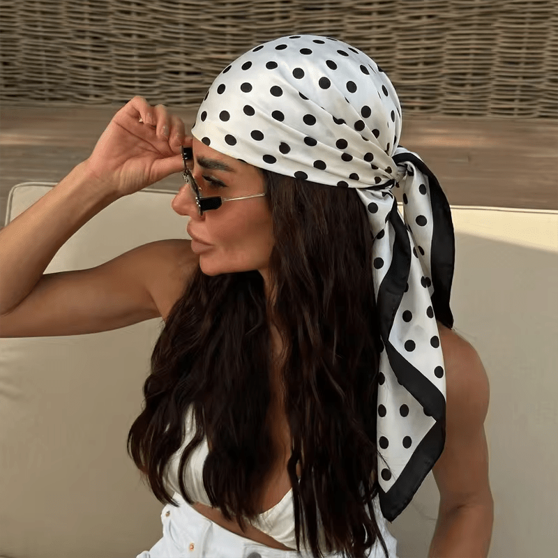 Women's Scarf with Polka Dot Print - 2