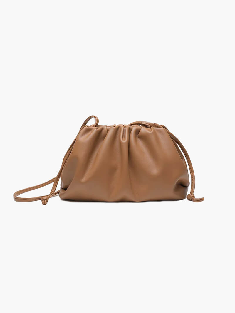 Women's Sculptural Crossbody Pouch Bag with Adjustable Strap - Khaki