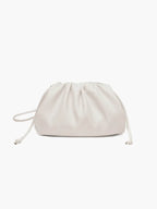 Women's Sculptural Crossbody Pouch Bag with Adjustable Strap - White