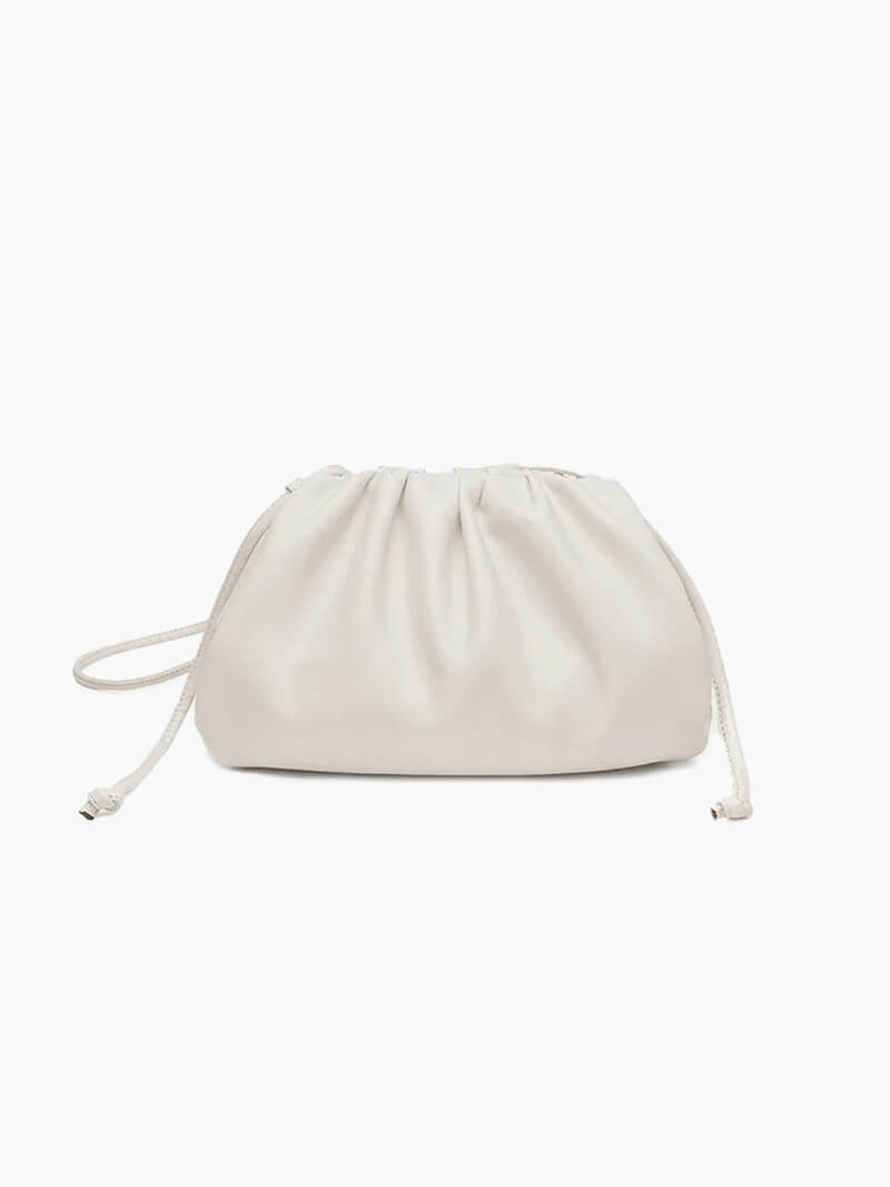 Women's Sculptural Crossbody Pouch Bag with Adjustable Strap - White
