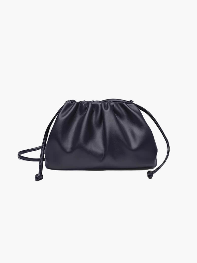 Women's Sculptural Crossbody Pouch Bag with Adjustable Strap - Black
