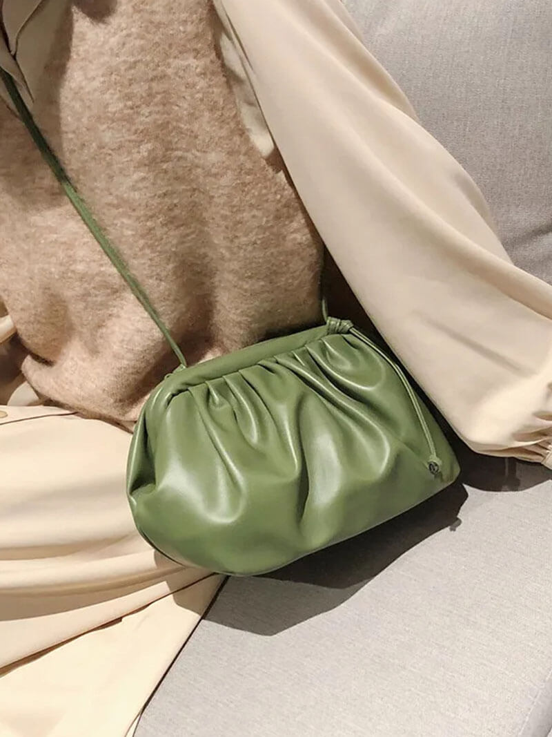 Women's Sculptural Crossbody Pouch Bag with Adjustable Strap - 10