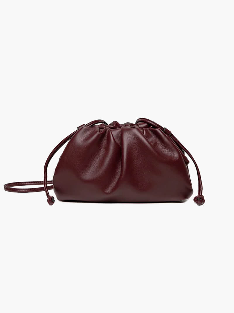 Women's Sculptural Crossbody Pouch Bag with Adjustable Strap - Brown