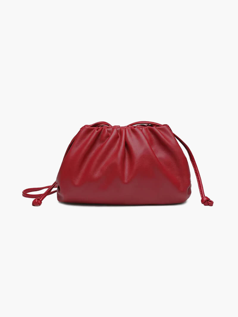 Women's Sculptural Crossbody Pouch Bag with Adjustable Strap - Red