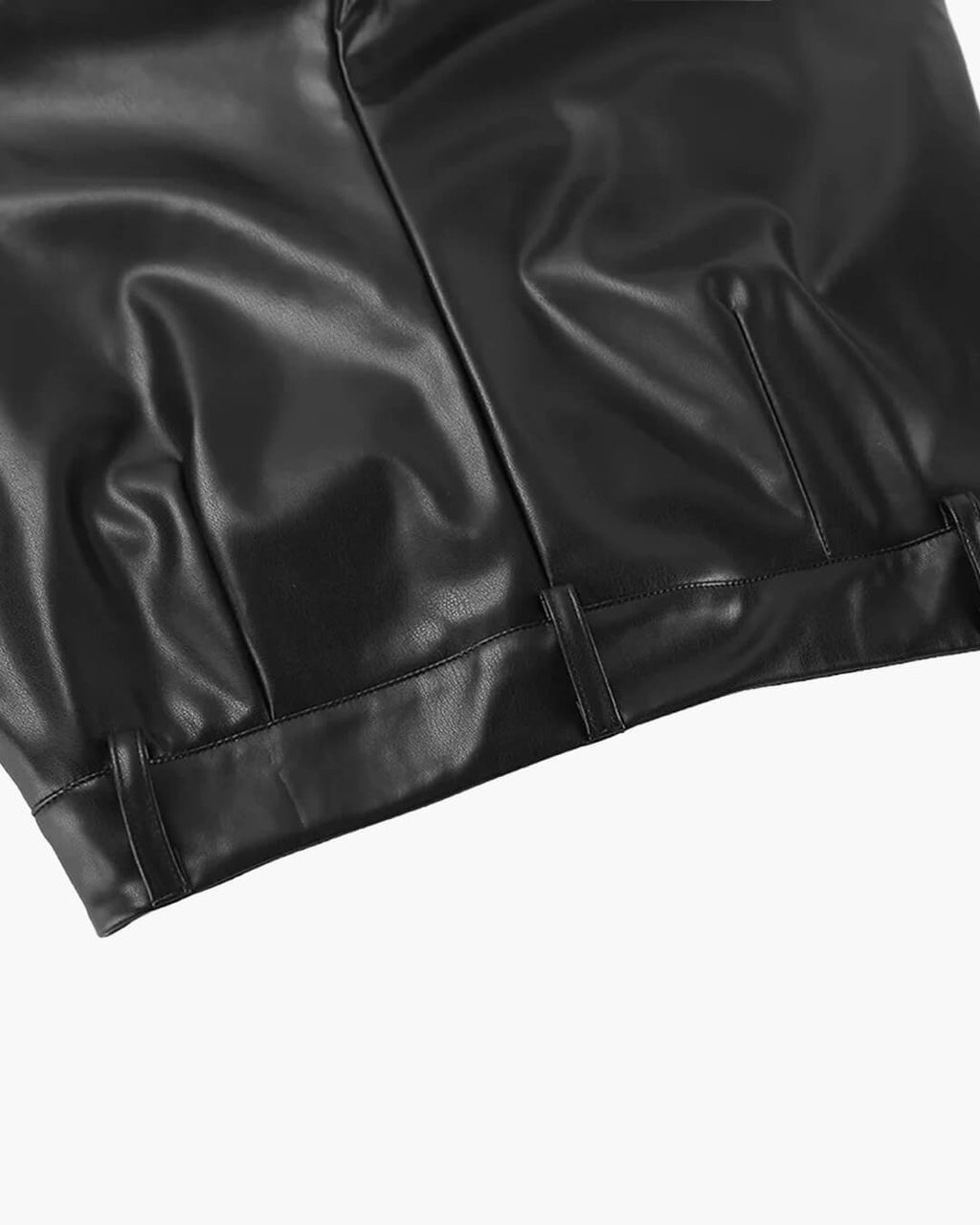 Women's Wide Leg Faux Leather Trousers with High Waist - 8