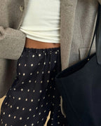 Women's Straight Leg Trousers with Polka Dot Print - 4