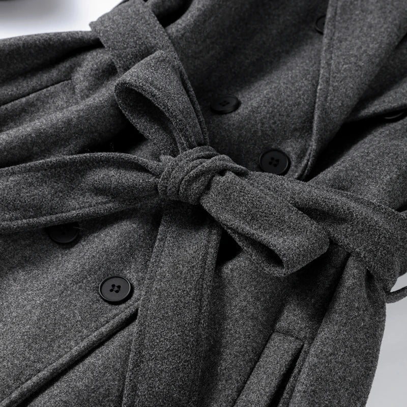 Women's Long Coat Relaxed Tailored with Lapel Collar - 16