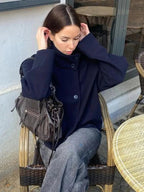Women's Short Jacket with Stand Collar and Structured Cut - 17