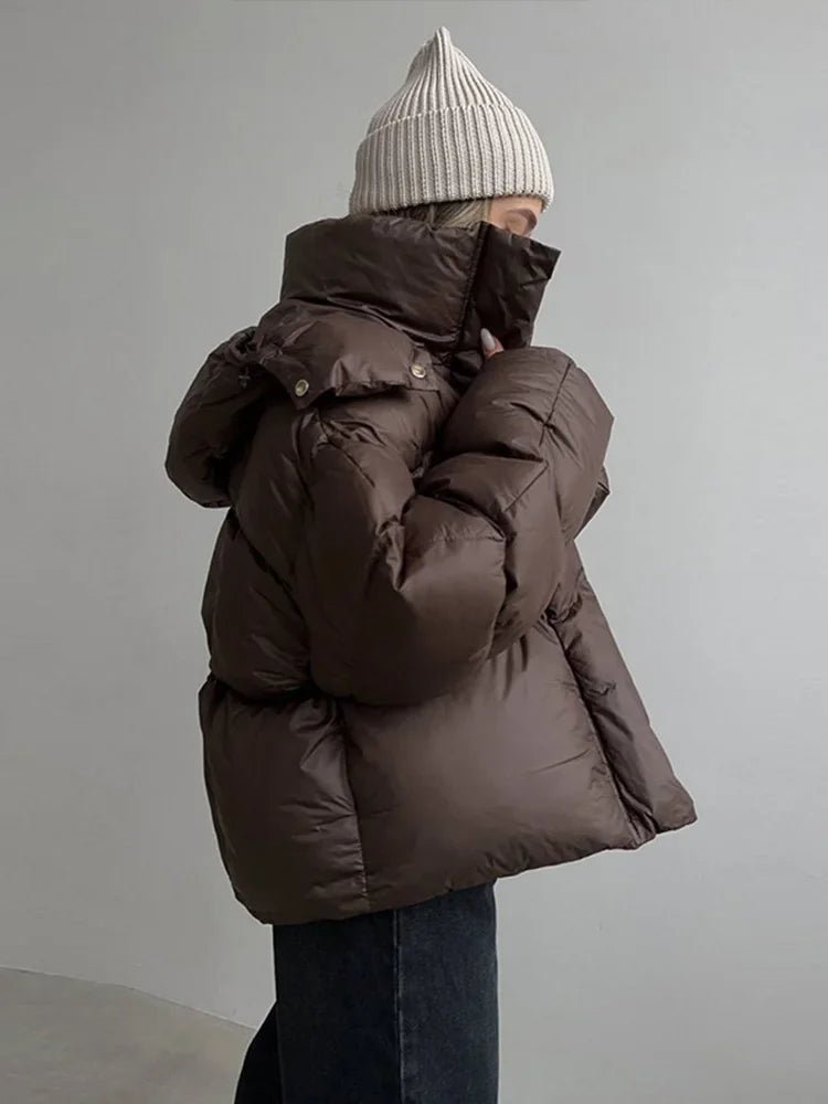 Women's Cropped Puffer Jacket with Detachable Hood - 5