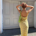 Women's Sleeveless Floral Maxi Dress with Scoop Neck and Flared Hem - 5