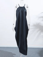 Women's Halter Maxi Dress with Draped Silhouette - 7