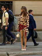 Women's Animal Print Shirt Dress with Scarf Tie Detail - 8
