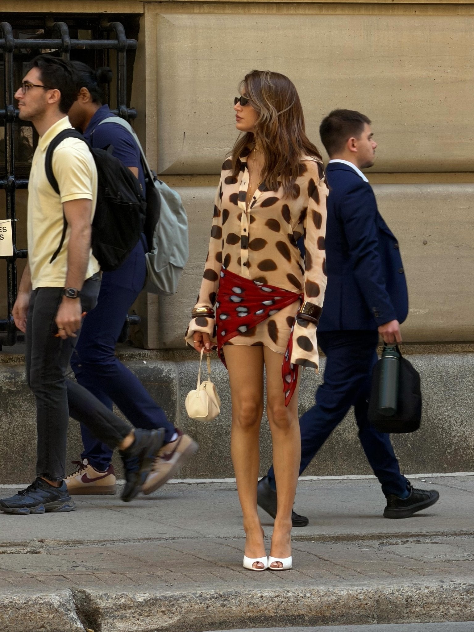 Women's Animal Print Shirt Dress with Scarf Tie Detail - 8