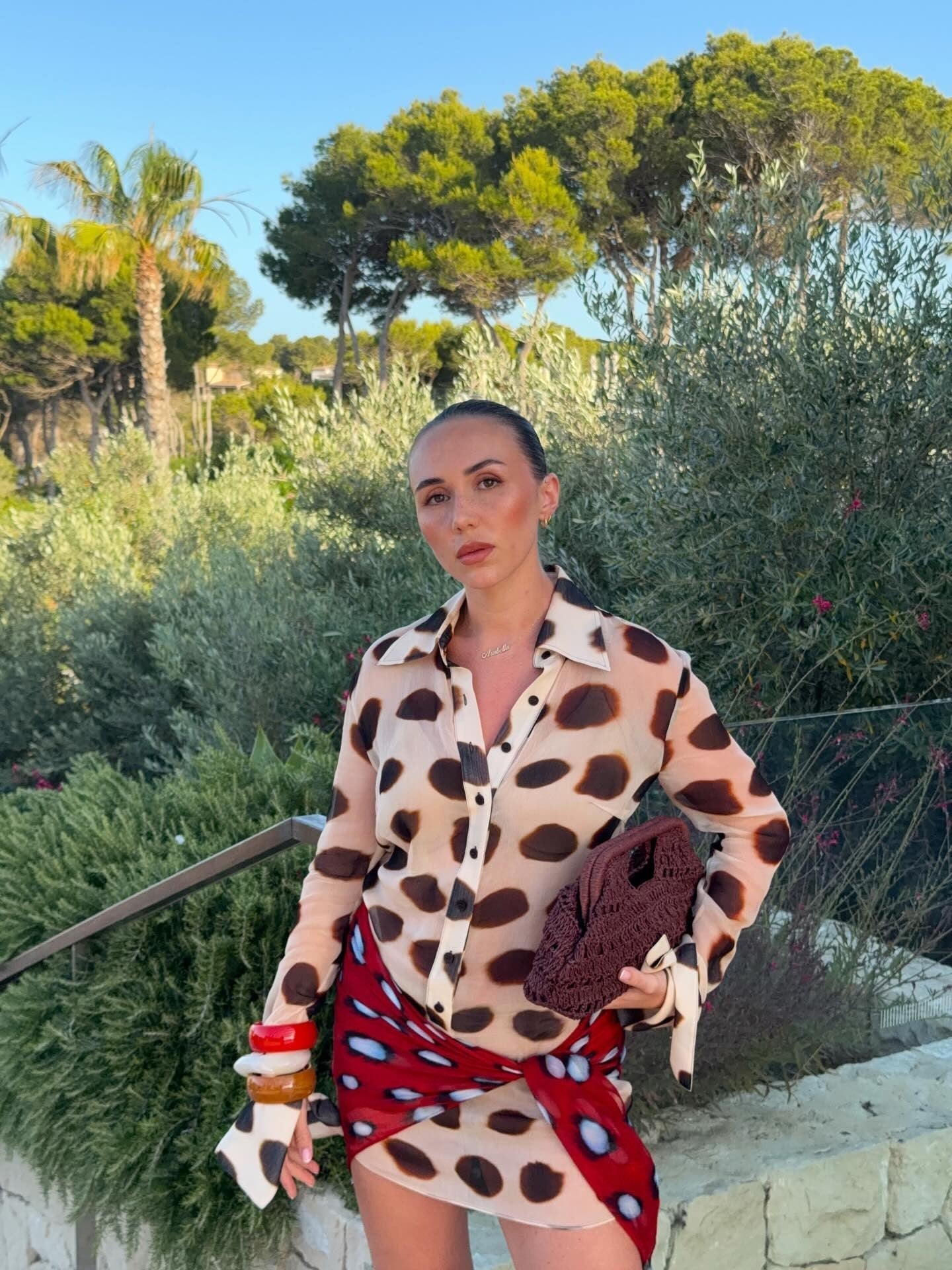 Women's Animal Print Shirt Dress with Scarf Tie Detail - 9