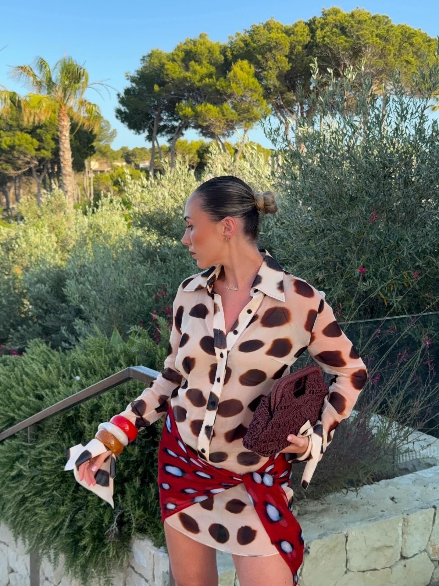 Women's Animal Print Shirt Dress with Scarf Tie Detail - 10