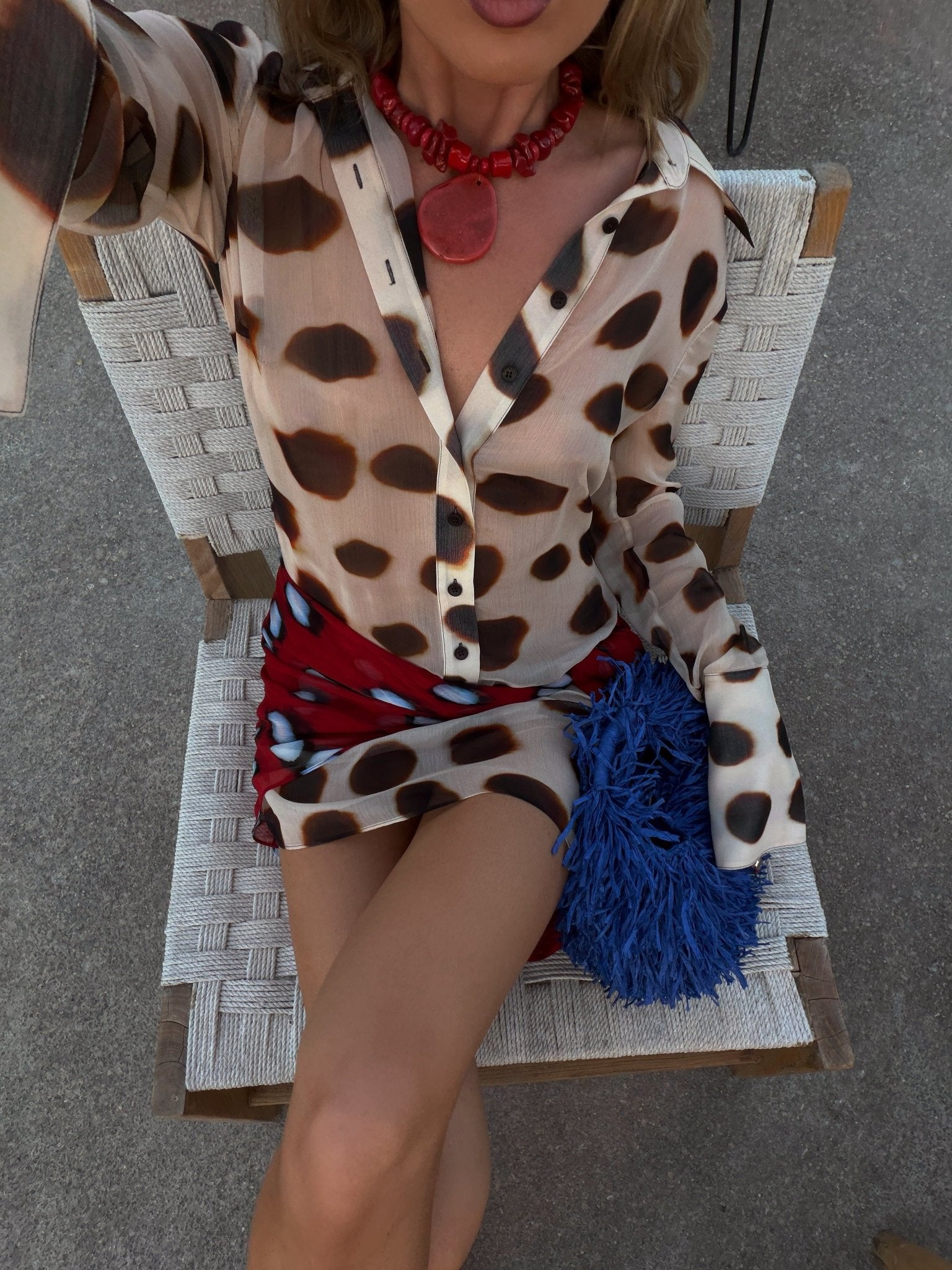 Women's Animal Print Shirt Dress with Scarf Tie Detail - 13