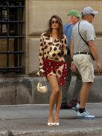 Women's Animal Print Shirt Dress with Scarf Tie Detail - 6