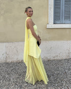 Women's Asymmetric Maxi Dress with Sheer Overlay and Halter Neck - 6