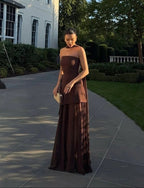 Women's Asymmetric Maxi Dress with Sheer Overlay and Halter Neck - 16