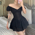 Women's Corset Dress with Sweetheart Neckline and Tiered Ruffle Hem - 11