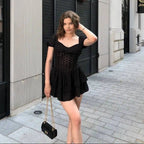 Women's Corset Dress with Sweetheart Neckline and Tiered Ruffle Hem - 6