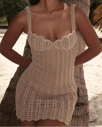 Women's Sleeveless Backless Dress with Cut-Out Detail and Bodycon Fit - Light Brown