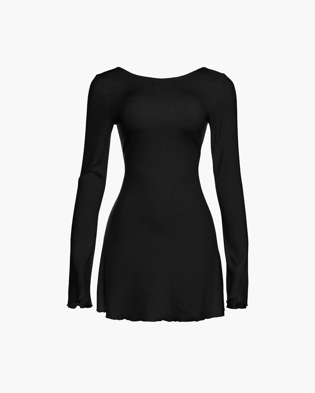 Women's Mini Dress Long Sleeve with Open Back and A-line Skirt - 13