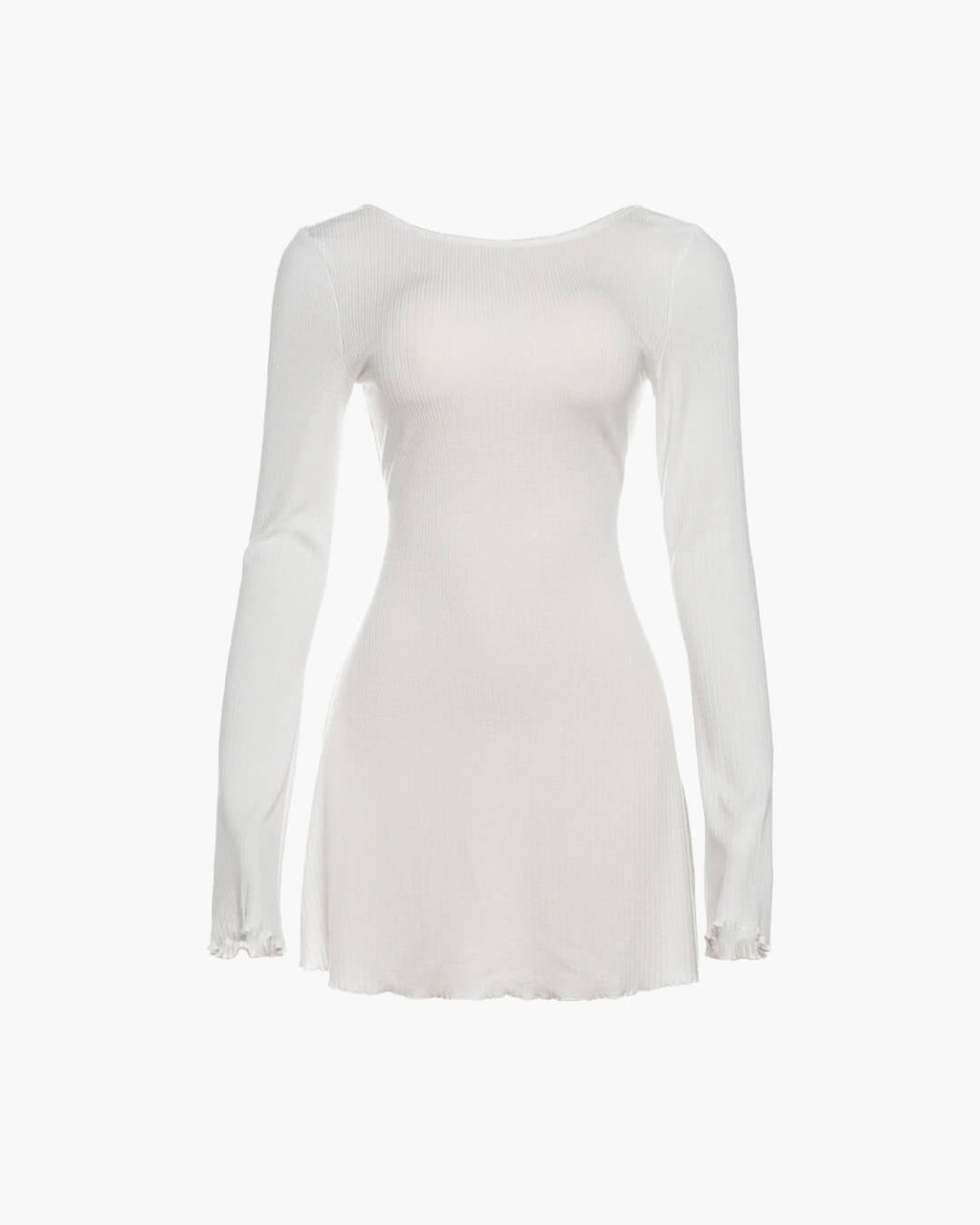 Women's Mini Dress Long Sleeve with Open Back and A-line Skirt - 3