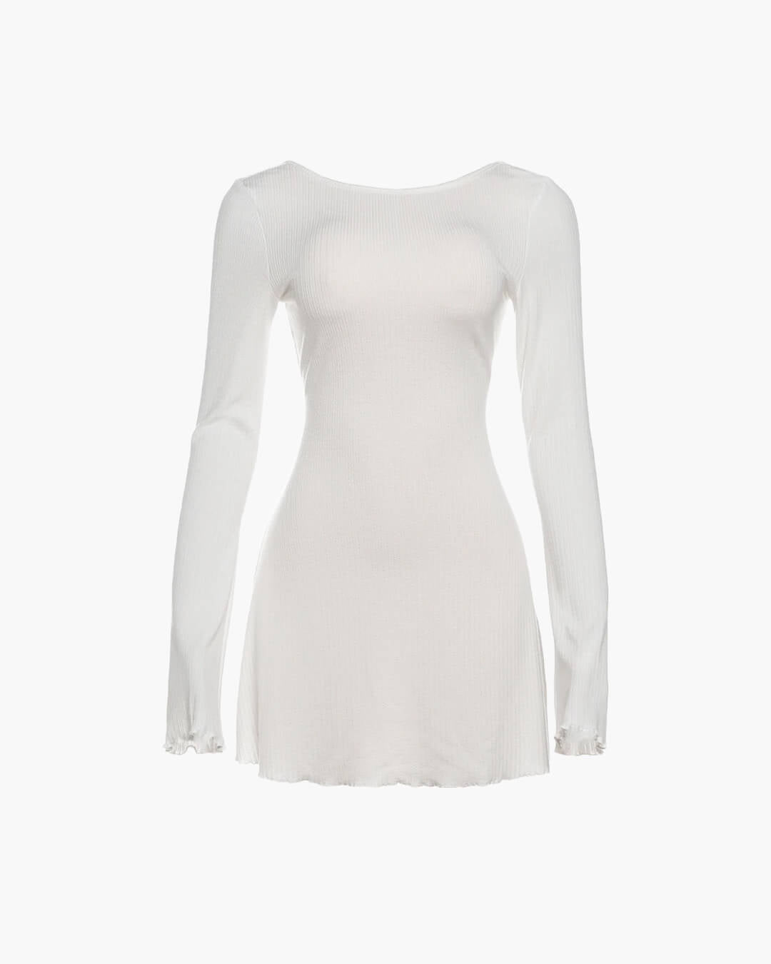 Women's Mini Dress Long Sleeve with Open Back and A-line Skirt - 3
