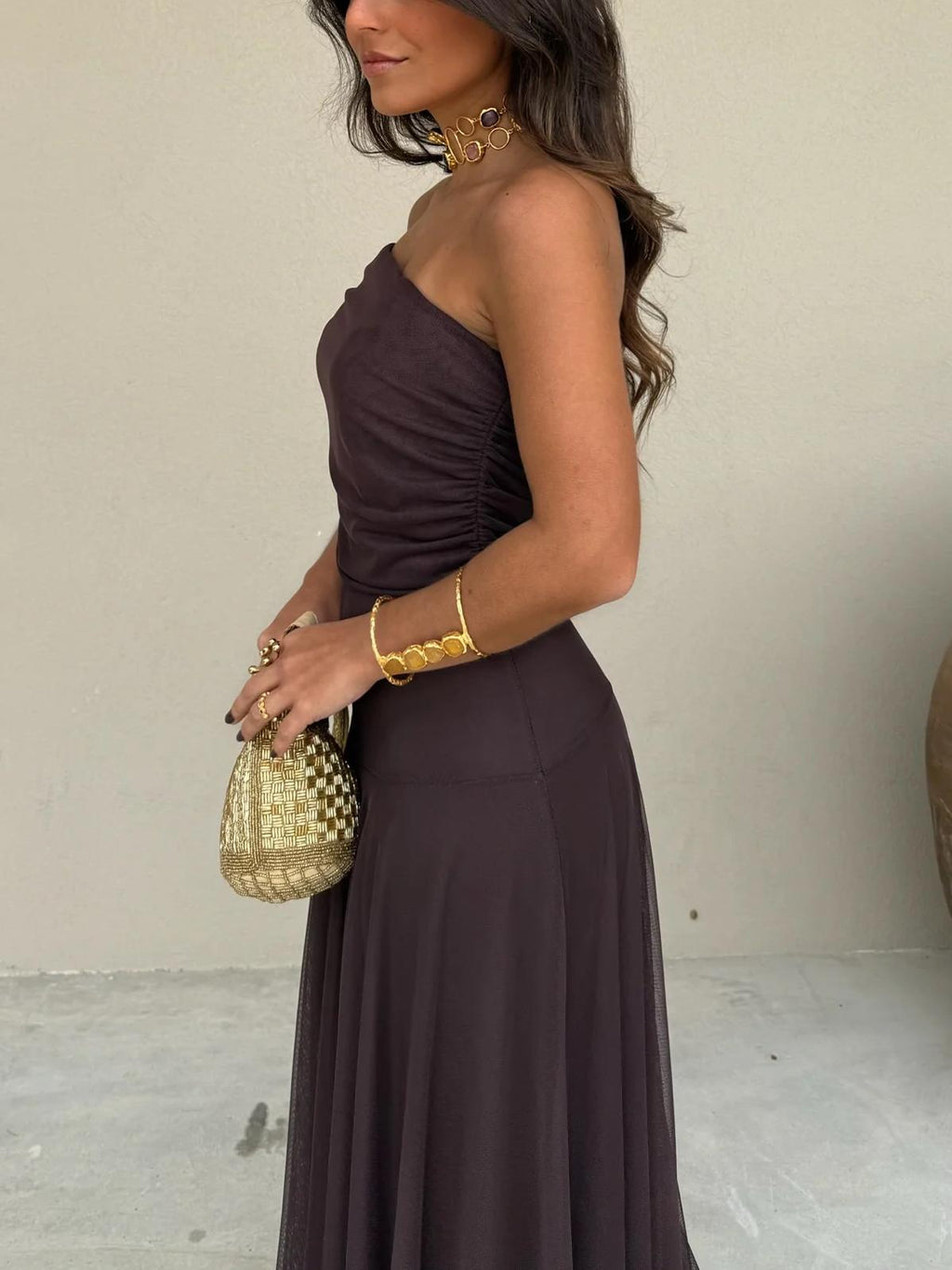 Women's Off-Shoulder Maxi Dress with Flowing Silhouette - 7
