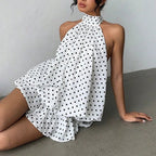 Women's Halter Mini Dress Backless with A-Line Silhouette - 11