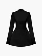 Women's Backless Mini Dress with Long Sleeves and A-line Silhouette - 2