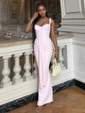 Women's Sleeveless Corset Maxi Dress with Draped Front Detail - 6