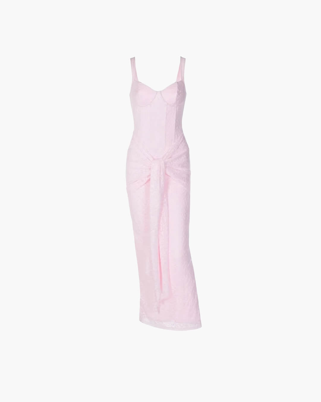 Women's Sleeveless Corset Maxi Dress with Draped Front Detail - 3